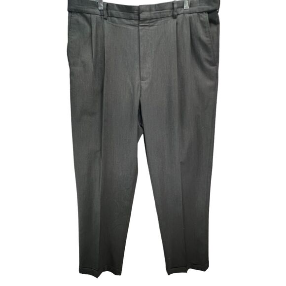 Lands End Pants Mens 38 Gray Wool Traditional Fit Pleated Comfort Waist Cuffed - Picture 1 of 14
